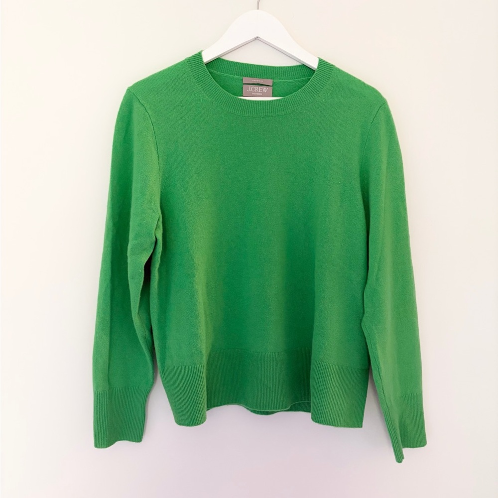 J. Crew Cashmere Classic Fit Crew Neck Sweater - Vintage Lime - Picture 4 of 6